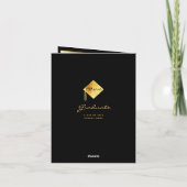 ありがとうフォトカード大学院ブラック金ゴールド紙吹雪 サンキューカード (裏面)