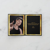 ありがとうフォトカード大学院ブラック金ゴールド紙吹雪 サンキューカード (内部)