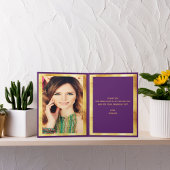 ありがとうフォトカード誕生日パープル金ゴールド紙吹雪 サンキューカード