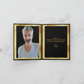 ありがとうフォトカード誕生日ブラック金ゴールド紙吹雪 サンキューカード (内部)