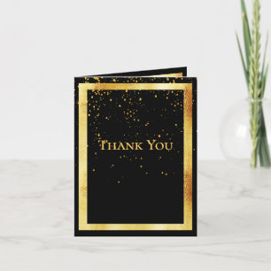 ありがとうフォトカード誕生日ブラック金ゴールド紙吹雪 サンキューカード