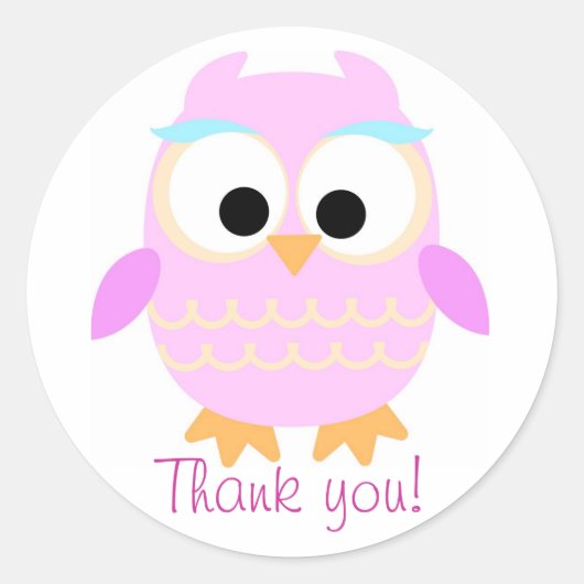 ありがとうフクロウのステッカー ラウンドシール (正面)