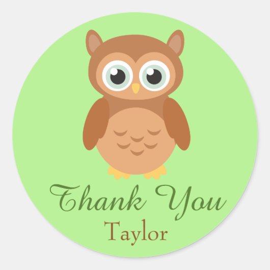 ありがとうフクロウ ラウンドシール (正面)