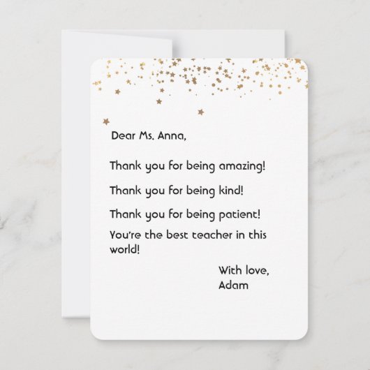 ありがとうフラットカードかわいいシンプルと サンキューカード (裏面)