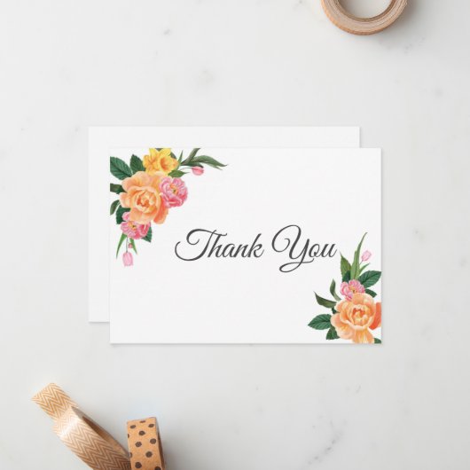 ありがとうフラットノートカード牡丹 ノートカード (正面/裏面インサイチュ)