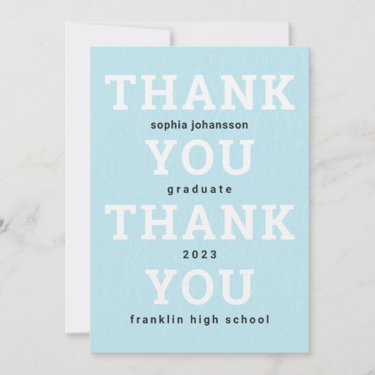 ありがとうフラット卒業北極ブルー サンキューカード (正面)