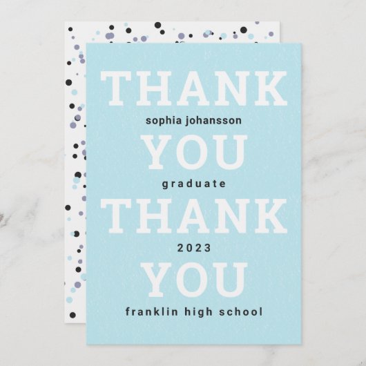 ありがとうフラット卒業北極ブルー サンキューカード (正面/裏面)