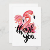 ありがとうフラミンゴスウォーターカラーフラットカード サンキューカード (正面/裏面)
