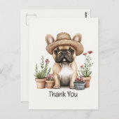 ありがとうフレンチブルドッグガーデニング花瓶 ポストカード (正面/裏面)