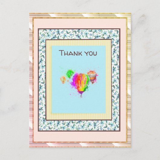 ありがとうフローラピンクバルーン金ゴールドスパーク ポストカード (正面)