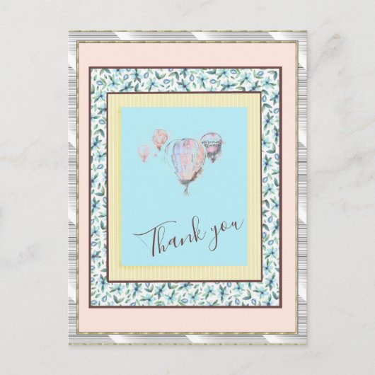 ありがとうフローラブルーバルーンスパークシルバー ポストカード (正面)