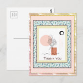 ありがとうフローラブルーピンク金ゴールドスパーク抽象芸術 ポストカード (正面/裏面)