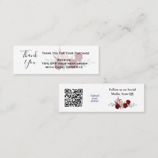 ありがとうフローラ割引コードQR挿入 スキニー名刺 (正面/裏面)