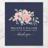 ありがとうフローラ水彩海軍結婚の ワインラベル (シングルラベル)