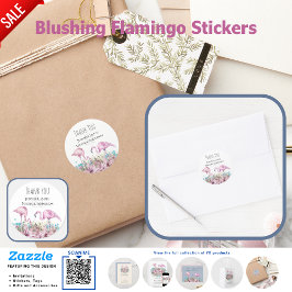 ありがとうブラッキングフラミンゴ熱帯ビーチ結婚式 ラウンドシール