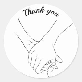 ありがとうブラックラインスケッチ手を保持 ラウンドシール