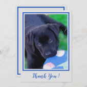 ありがとうブラックラボかわいい子犬ラブラドール犬 サンキューカード (正面/裏面)