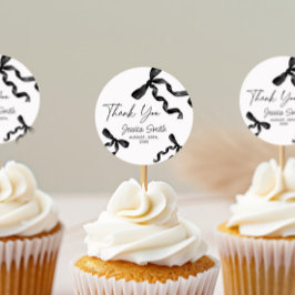 ありがとうブラックリボンステッカー ラウンドシール