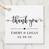 ありがとうブラック結婚スクリプトのモノグラム フェイバータグ (正面)