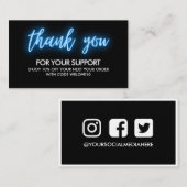 ありがとうブルーネオンインスタグラム割引 名刺 (正面/裏面)