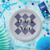 ありがとうプロフェッショナルブルーダイヤモンドパターンモザイク ペーパープレート (パーティー)