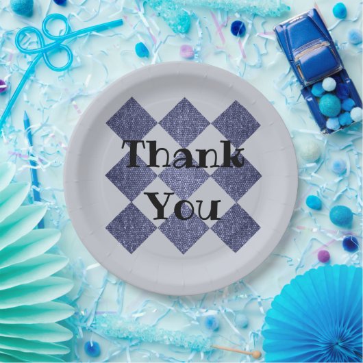 ありがとうプロフェッショナルブルーダイヤモンドパターンモザイク ペーパープレート (パーティー)