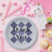 ありがとうプロフェッショナルブルーダイヤモンドパターンモザイク ペーパープレート (パーティー)