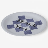 ありがとうプロフェッショナルブルーダイヤモンドパターンモザイク ペーパープレート (アングル)