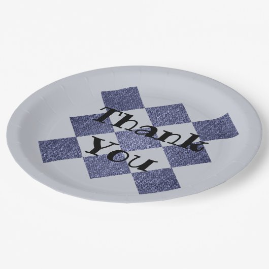 ありがとうプロフェッショナルブルーダイヤモンドパターンモザイク ペーパープレート (アングル)