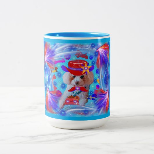 ありがとうプードルコーヒーマグ ツートーンマグカップ (中央)