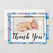 ありがとうベビーお知らせ ワンフォト パステルカラー ポストカード (正面/裏面)