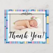 ありがとうベビーお知らせ ワンフォト パステルカラー ポストカード (正面)