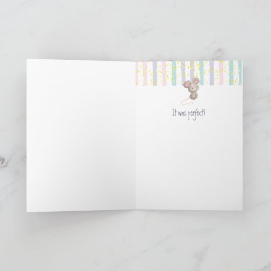 ありがとうベビーギフトおもしろいかわいいマウス動物 カード (内部)