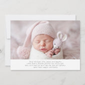 ありがとうベビーギフトモダン赤生まれたばかりのちゃんシャワー サンキューカード (裏面)