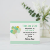 ありがとうベビーシャワーの気球の破裂音の性は明らかにします 招待状 (スタンド正面)