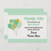 ありがとうベビーシャワーの気球の破裂音の性は明らかにします 招待状 (正面/裏面)