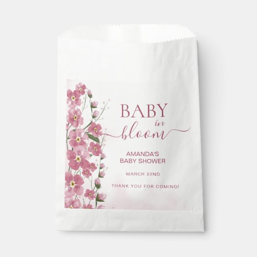 ありがとうベビー開花ガールピンクフローラシャワー フェイバーバッグ (正面)