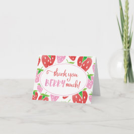 ありがとうベリー多くの水色のストロベリーカード サンキューカード