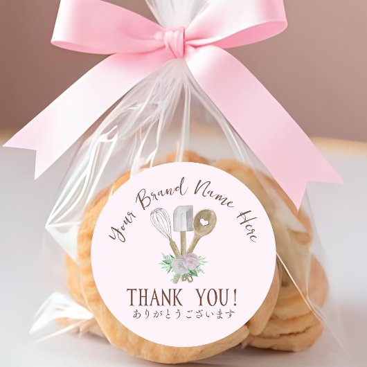 ありがとうベーカリーベーキング器具ピンク水色 ラウンドシール