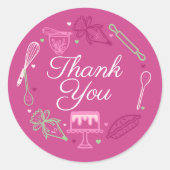 ありがとうベーキング&料理器具ピンク&グリーン ラウンドシール (正面)