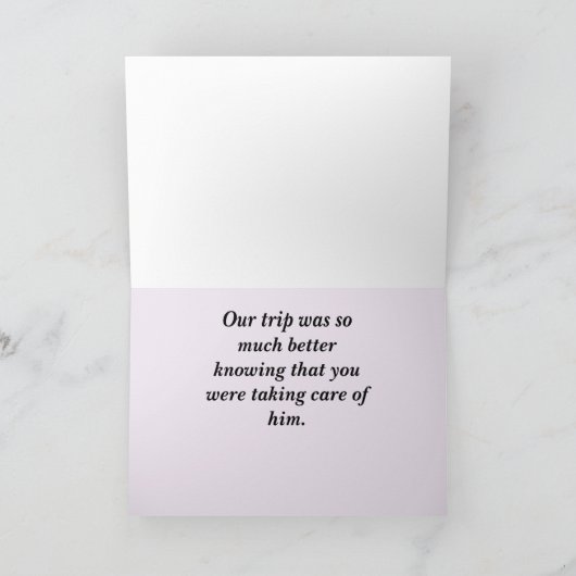 ありがとうペットシッター豊かな紫とポープリント カード (内部)