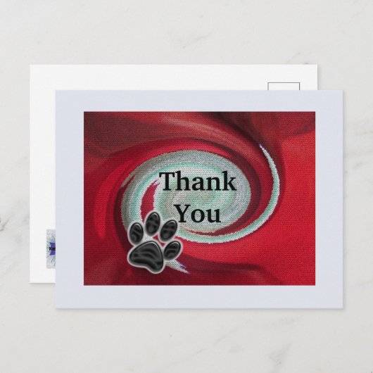ありがとうペットシッター赤スワール動物の前刷り ポストカード (正面/裏面)