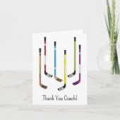 ありがとうホッケーコーチのホッケースティックのグリーティングカード サンキューカード (正面)