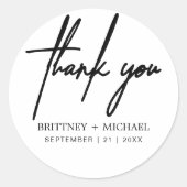 ありがとうホワイトミニマル結婚リスト ラウンドシール (正面)