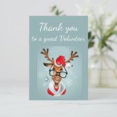 ありがとうボランティアおもしろいトナカイSanta Cartoon サンキューカード (スタンド正面)