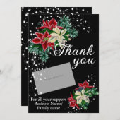 ありがとうポインセチアのギフトカードホルダーブラック シーズンカード (正面/裏面)