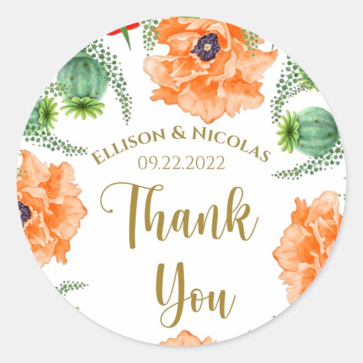 ありがとうポピー ラウンドシール (正面)