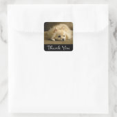 ありがとうポメラニア犬パピードッグステッカー/ラベル スクエアシール (バッグ)