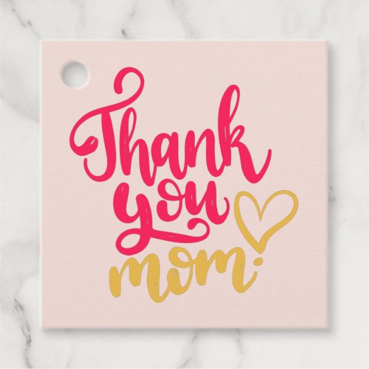 ありがとうママとハートピンクギフトラベル フェイバータグ (正面)