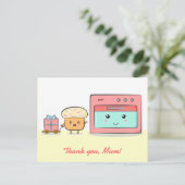 ありがとうママ – かわいいカップケーキとピンクのオーブン ポストカード (スタンド正面)